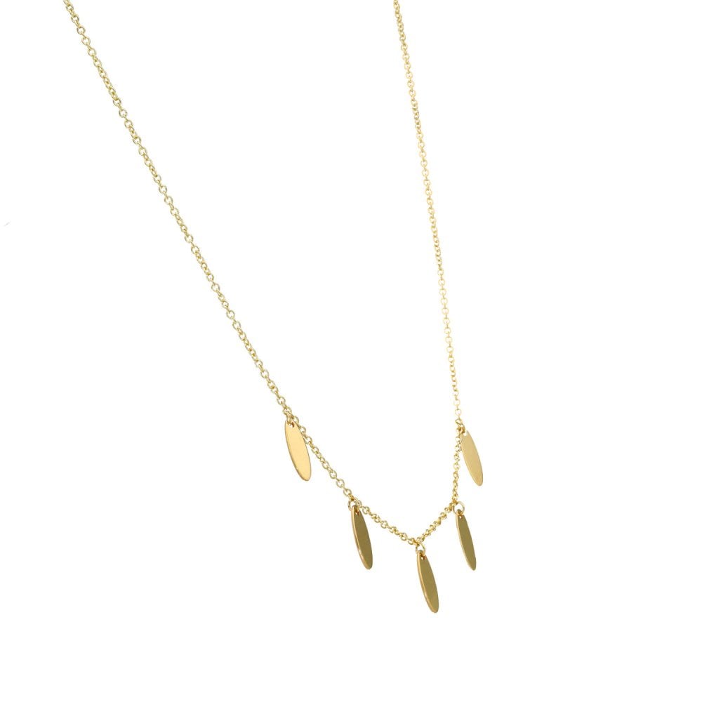 9ct Yellow Gold Hanging Disc Pendants & Necklace - 17 "