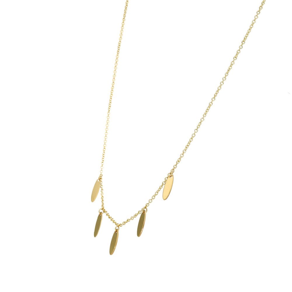 9ct Yellow Gold Hanging Disc Pendants & Necklace - 17 "