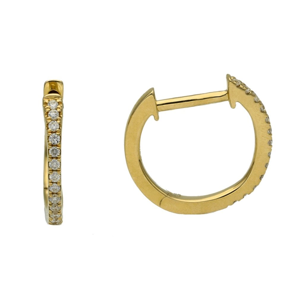 Ladies 9ct Yellow Gold Diamond Huggie Hoop Earrings