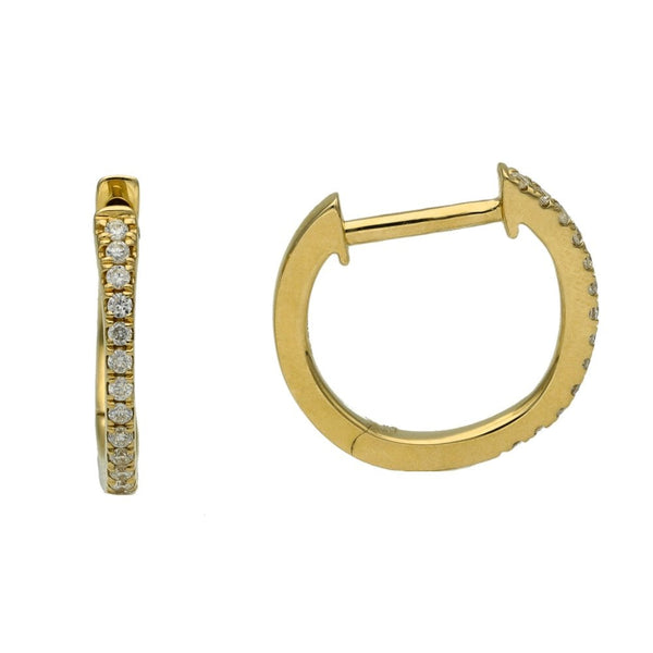 Ladies 9ct Yellow Gold Diamond Huggie Hoop Earrings