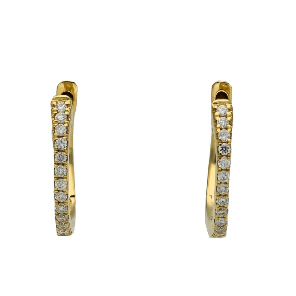 Ladies 9ct Yellow Gold Diamond Huggie Hoop Earrings