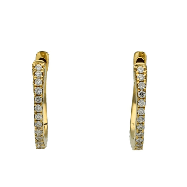 Ladies 9ct Yellow Gold Diamond Huggie Hoop Earrings