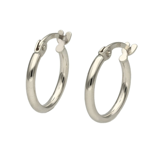 Ladies 9ct White Gold Small Tube Hoop Earrings