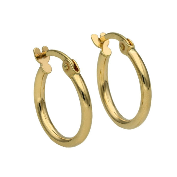 Ladies 9ct Yellow Gold Small Tube Hoop Earrings