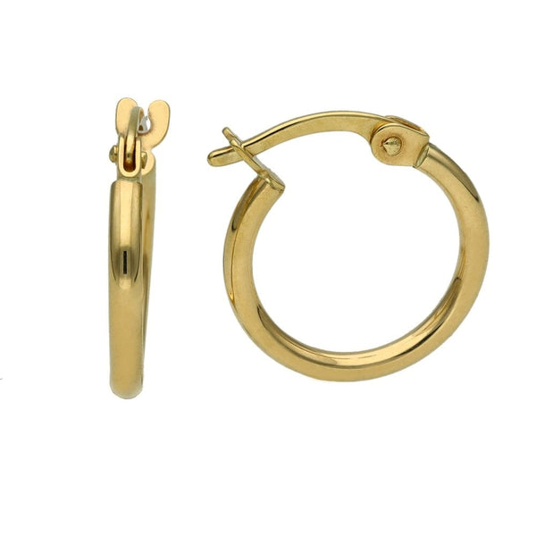 Ladies 9ct Yellow Gold Small Tube Hoop Earrings