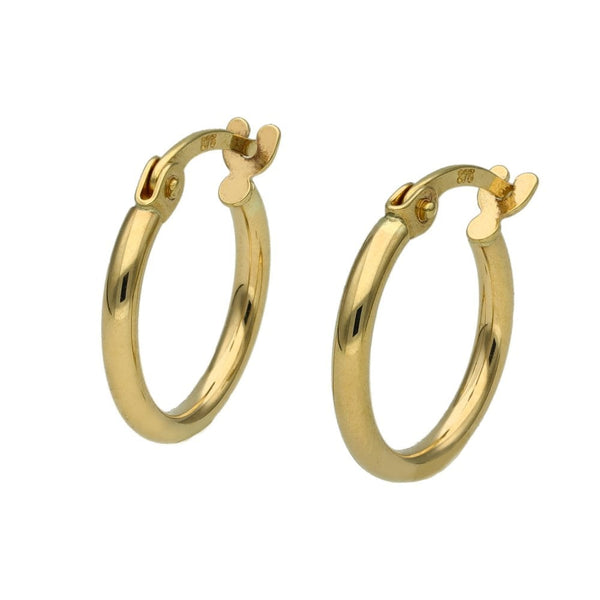 Ladies 9ct Yellow Gold Small Tube Hoop Earrings