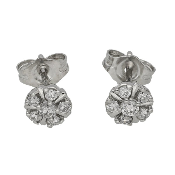 Ladies 9ct White Gold Diamond Cluster Earrings - 0.25ct