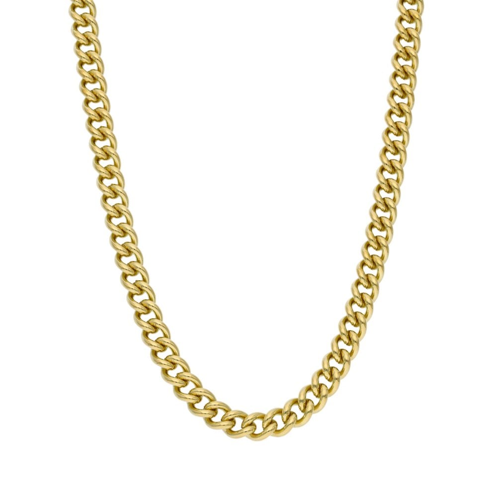 9ct Yellow Gold Round Curb Chain - 18" - 37.3g