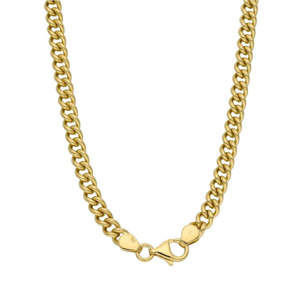 9ct Yellow Gold Round Curb Chain - 18" - 37.3g