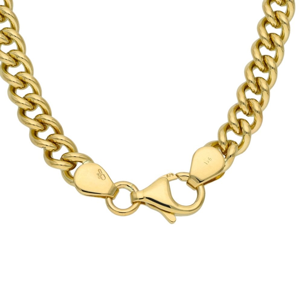 9ct Yellow Gold Round Curb Chain - 18" - 37.3g