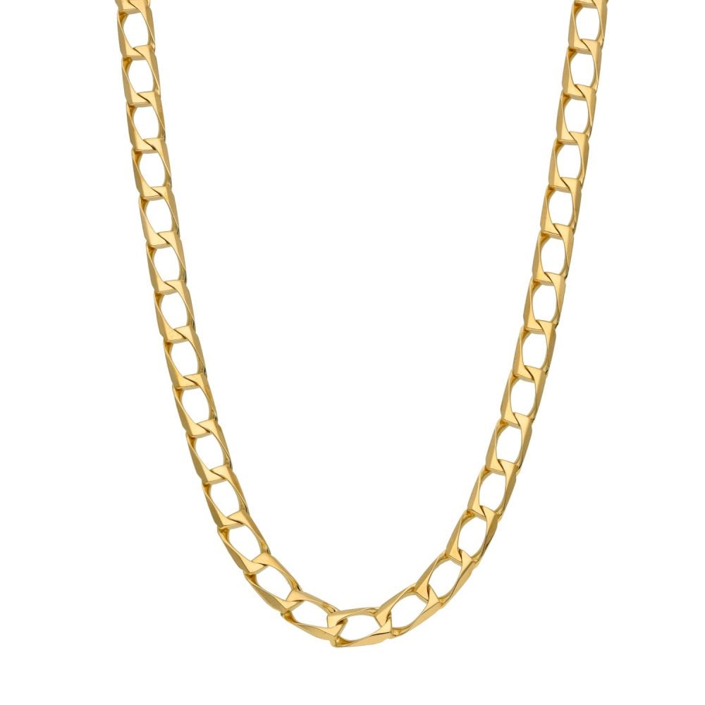 9ct Yellow Gold 20 inch Rectangular Link Curb Chain - 17.3g