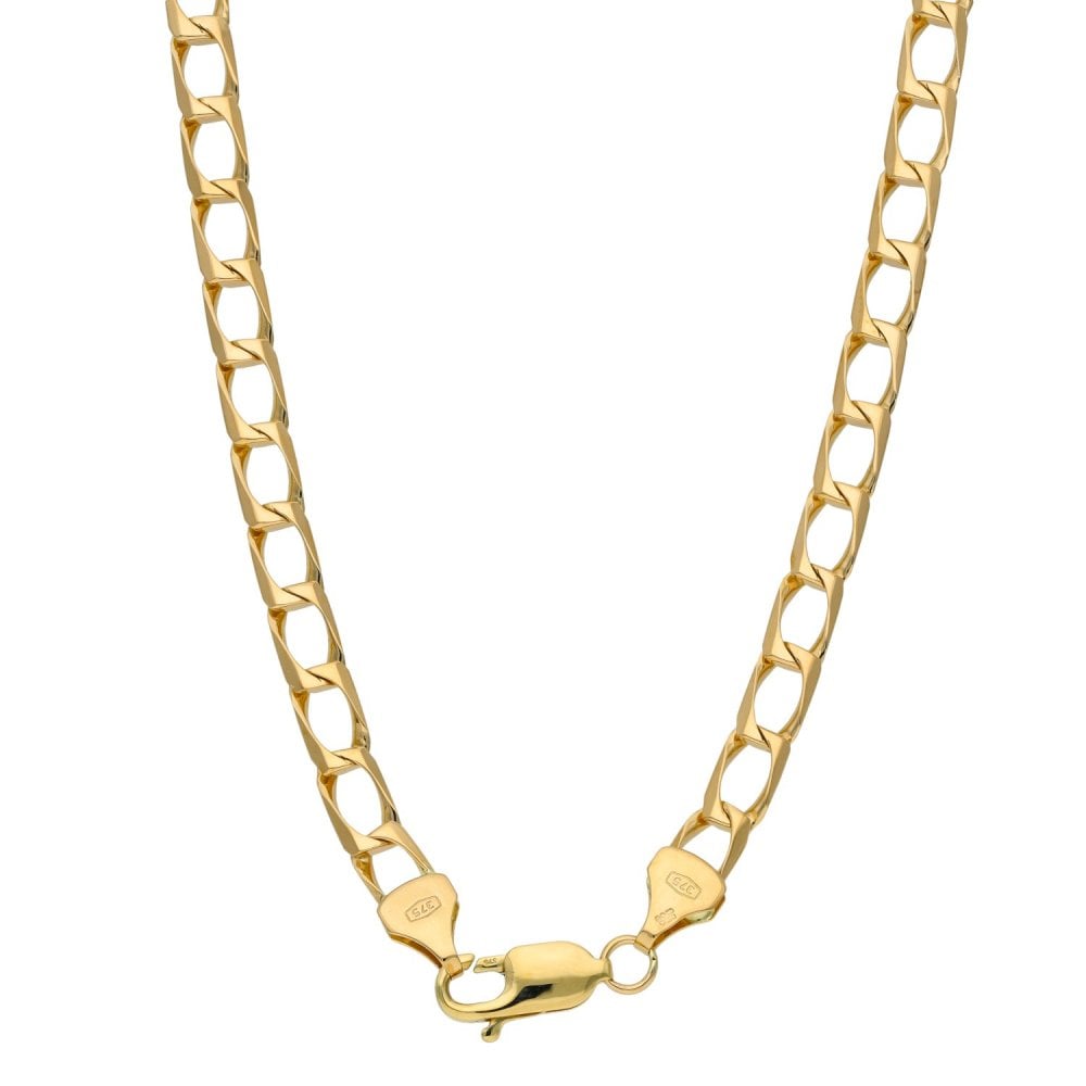 9ct Yellow Gold 20 inch Rectangular Link Curb Chain - 17.3g
