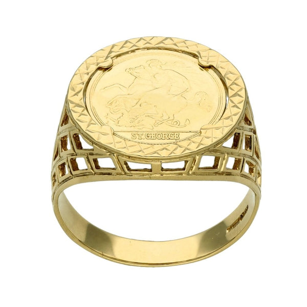 9ct Yellow Gold St George Ring - Size R - 3.9g