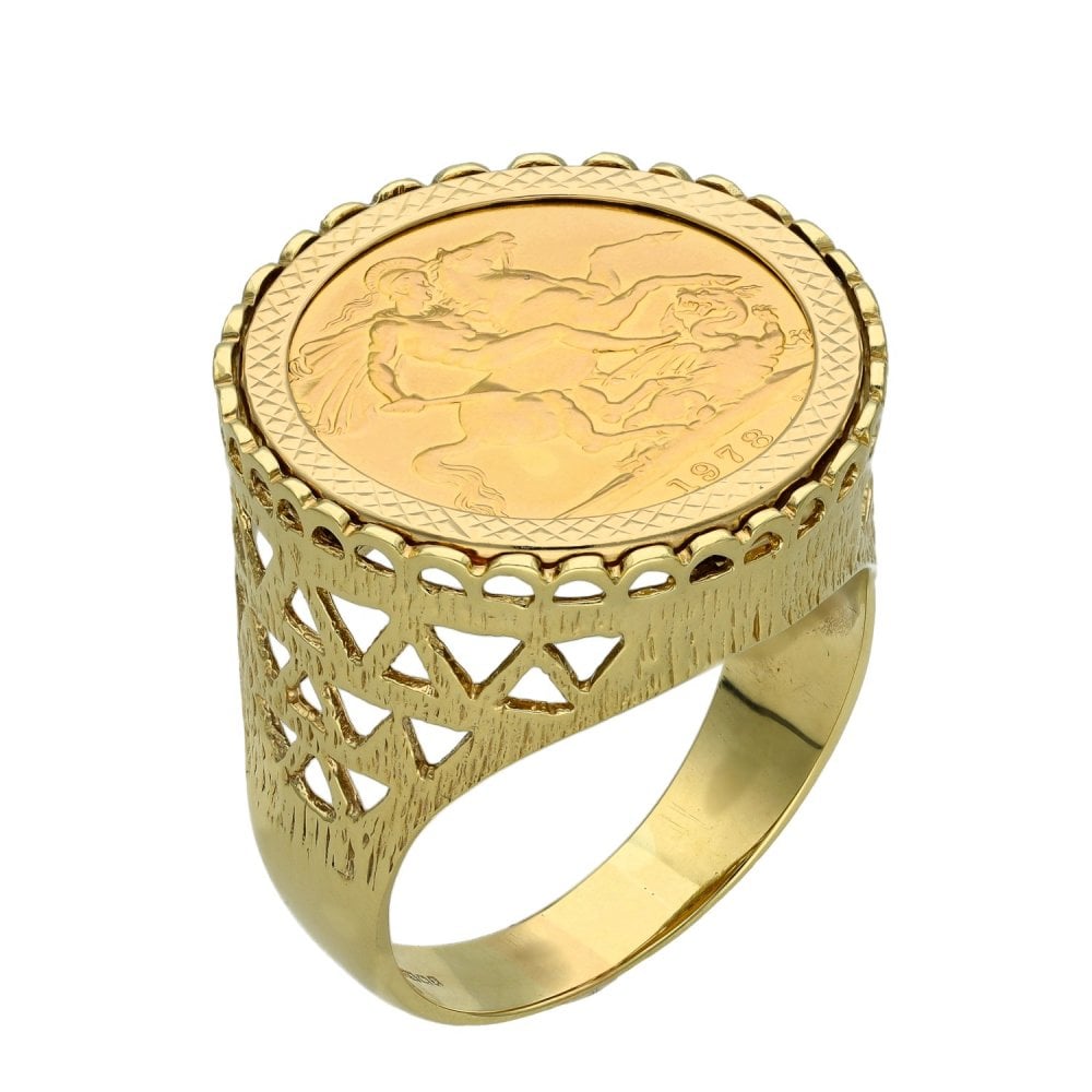 1978 Queen Elizabeth II Full Sovereign Coin Ring - Size Z+1
