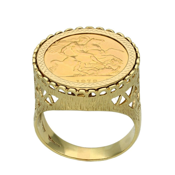 1978 Queen Elizabeth II Full Sovereign Coin Ring - Size Z+1