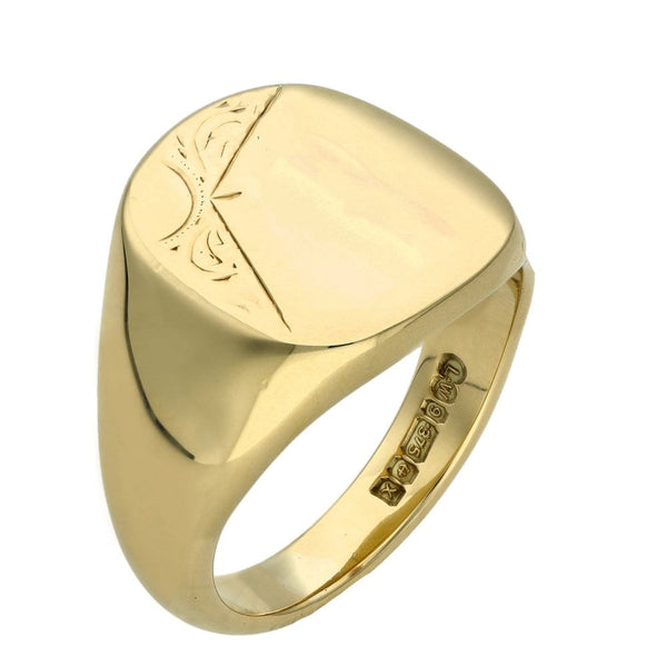 9ct Yellow Gold Gents Heavy Signet Ring - Size W - 16.4g