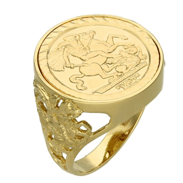 9ct Yellow Gold St George Ring - Size T - 7.0g