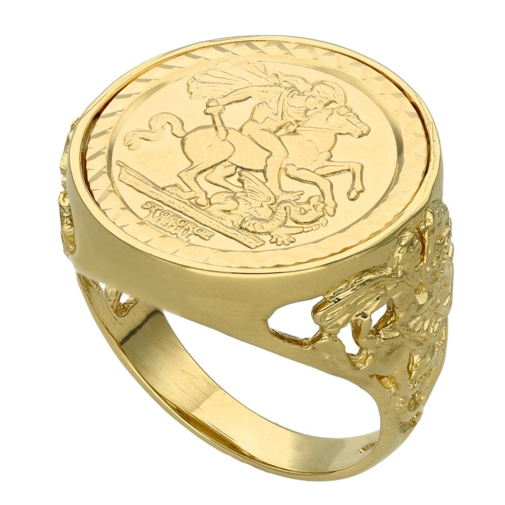 9ct Yellow Gold St George Ring - Size T - 7.0g
