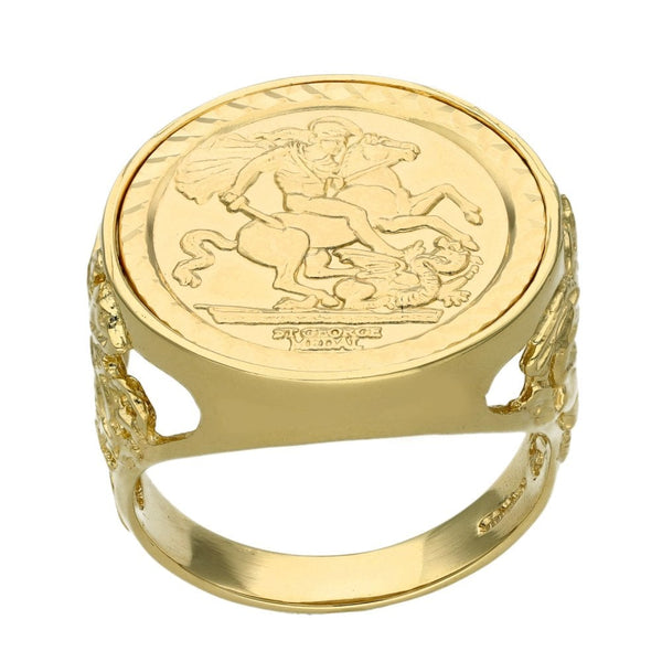 9ct Yellow Gold St George Ring - Size T - 7.0g