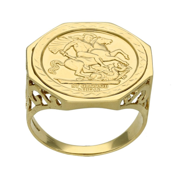 9ct Yellow Gold St George Ring - Size Y - 5.6g