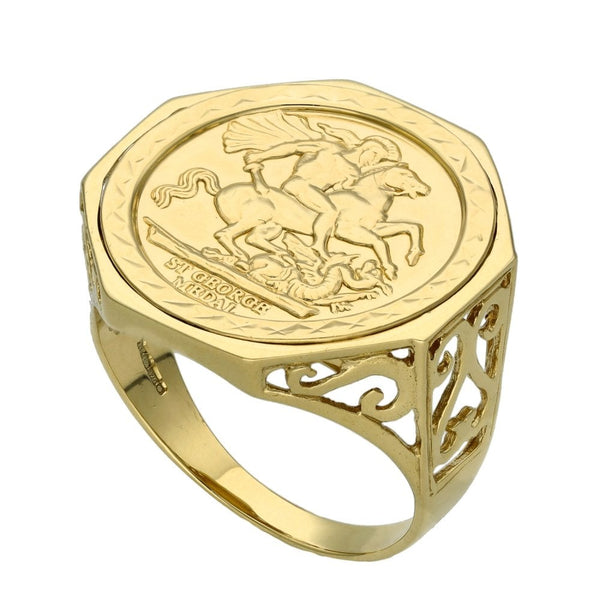 9ct Yellow Gold St George Ring - Size Y - 5.6g