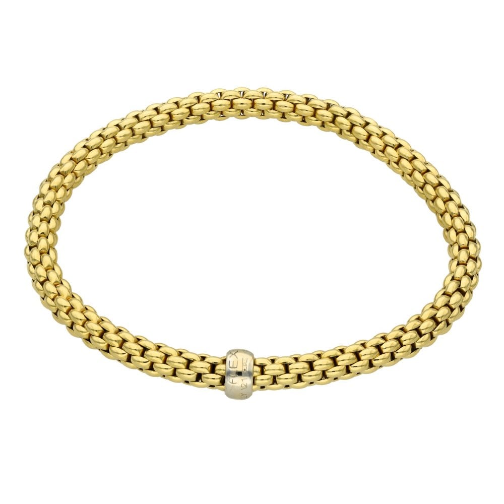 Ladies 18ct Yellow Gold Flexible Bracelet - 15.5g