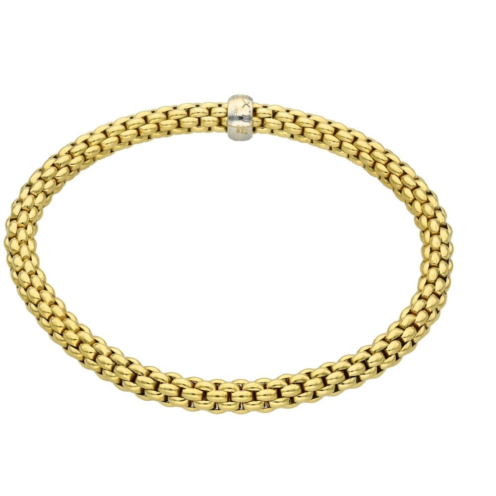 Ladies 18ct Yellow Gold Flexible Bracelet - 15.5g
