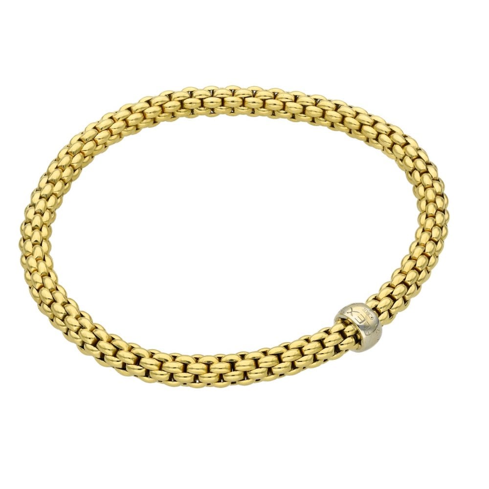 Ladies 18ct Yellow Gold Flexible Bracelet - 15.5g
