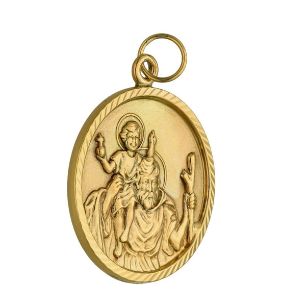 9ct Yellow Gold Round St. Christopher Pendant - 9.1g