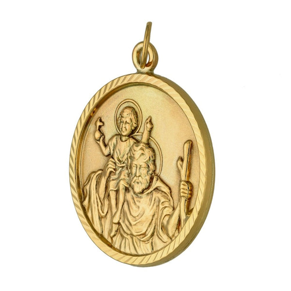 9ct Yellow Gold Round St. Christopher Pendant - 9.1g