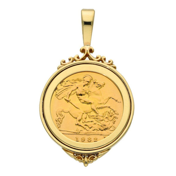 Yellow Gold 1982 Half Sovereign Coin Pendant - 7.0g