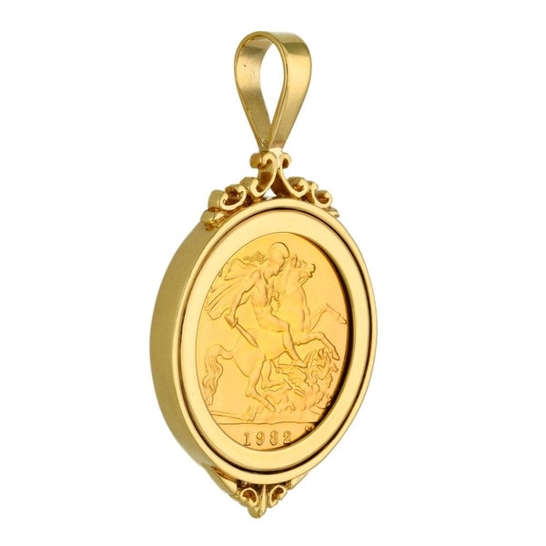 Yellow Gold 1982 Half Sovereign Coin Pendant - 7.0g