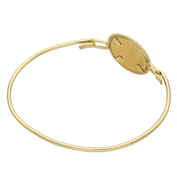 9ct Yellow Gold 1/10th Krugerrand Coin Bangle - 7.9g