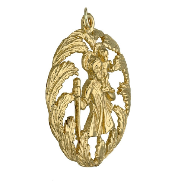 9ct Yellow Gold St. Christopher Leaf Pendant - 6.2g