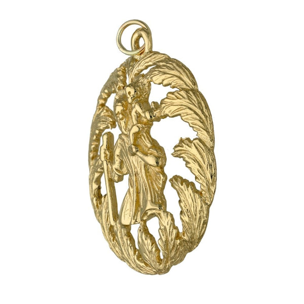 9ct Yellow Gold St. Christopher Leaf Pendant - 6.2g