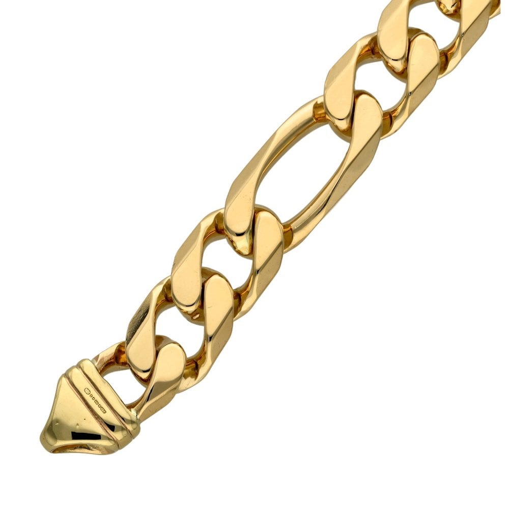9ct Yellow Gold 8" Figaro Bracelet - 53.1g