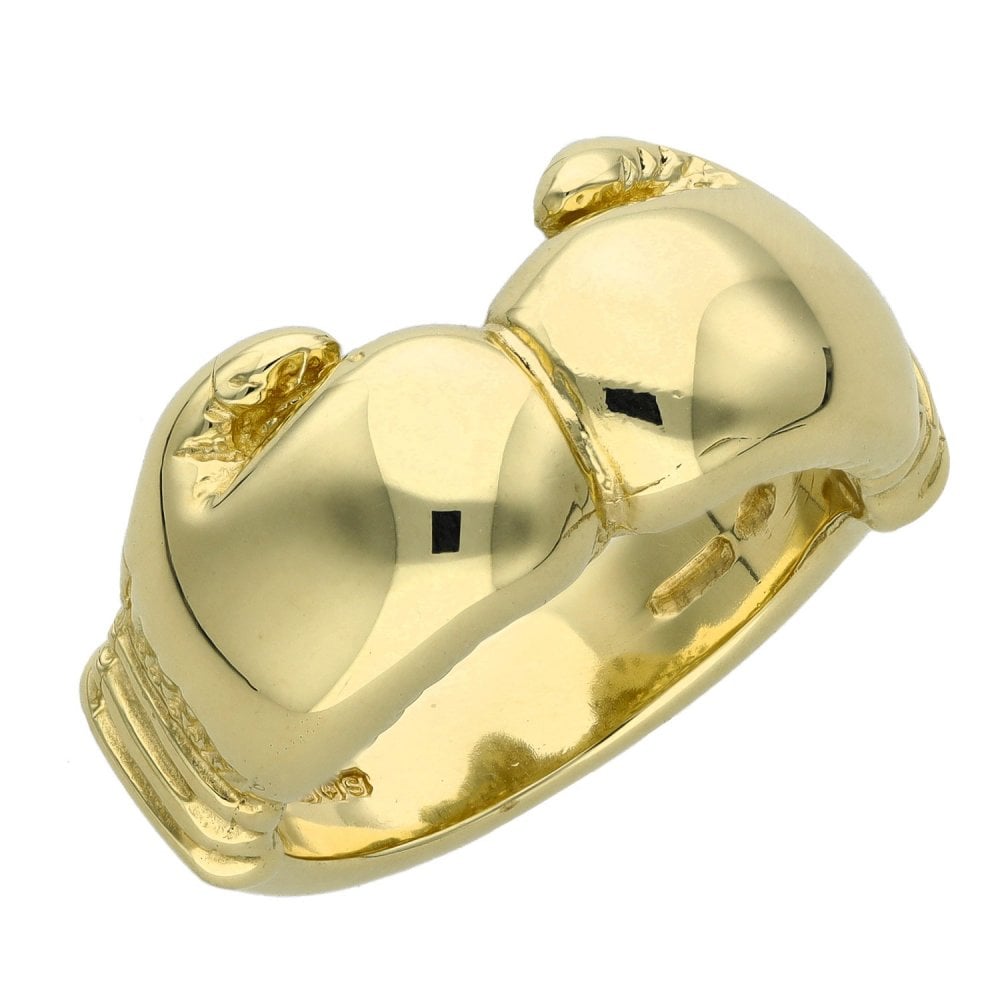 9ct Yellow Gold Double Boxing Glove Ring - Size S