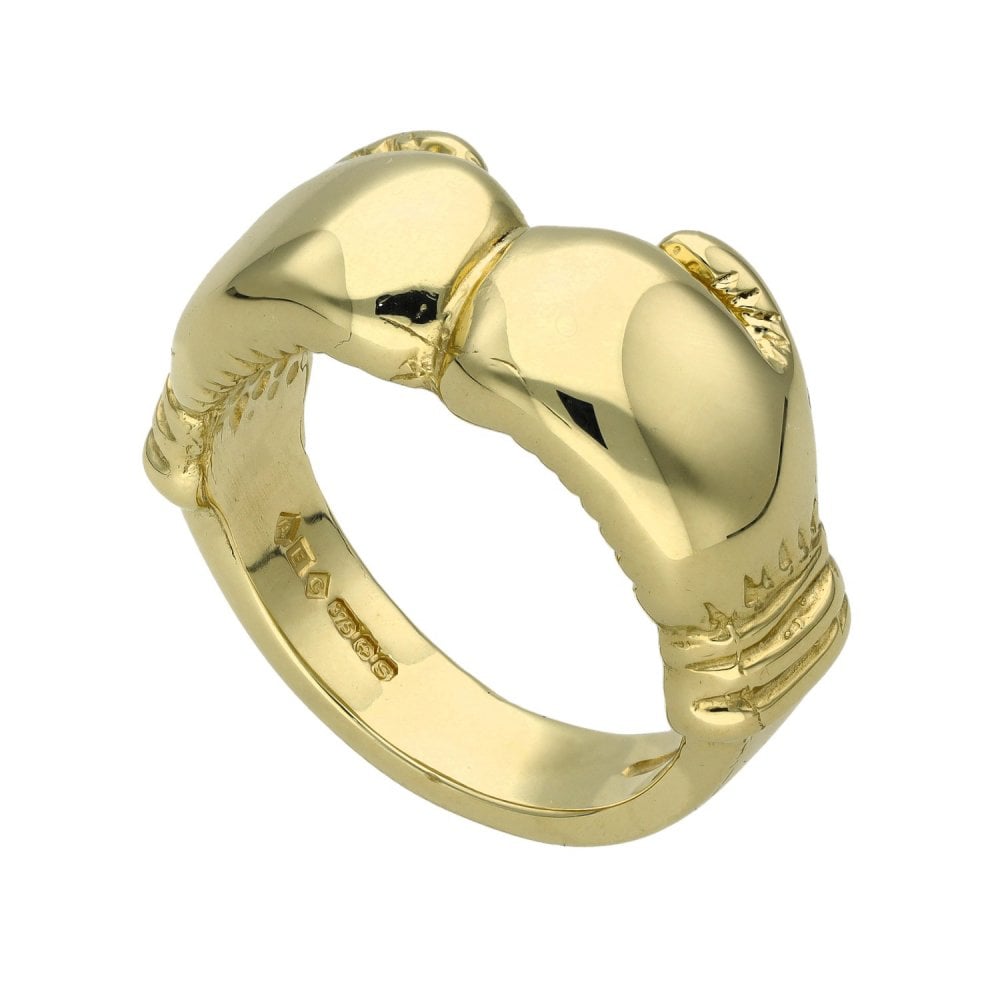 9ct Yellow Gold Double Boxing Glove Ring - Size S