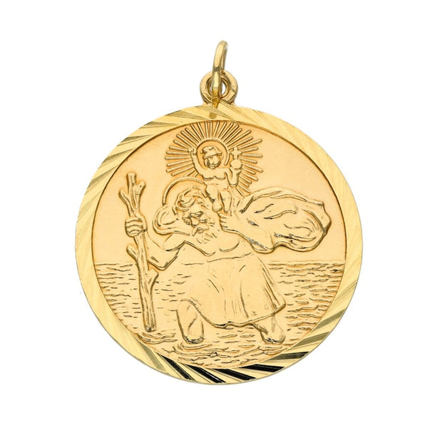 9ct Yellow Gold Round St. Christopher Pendant - 2.9g