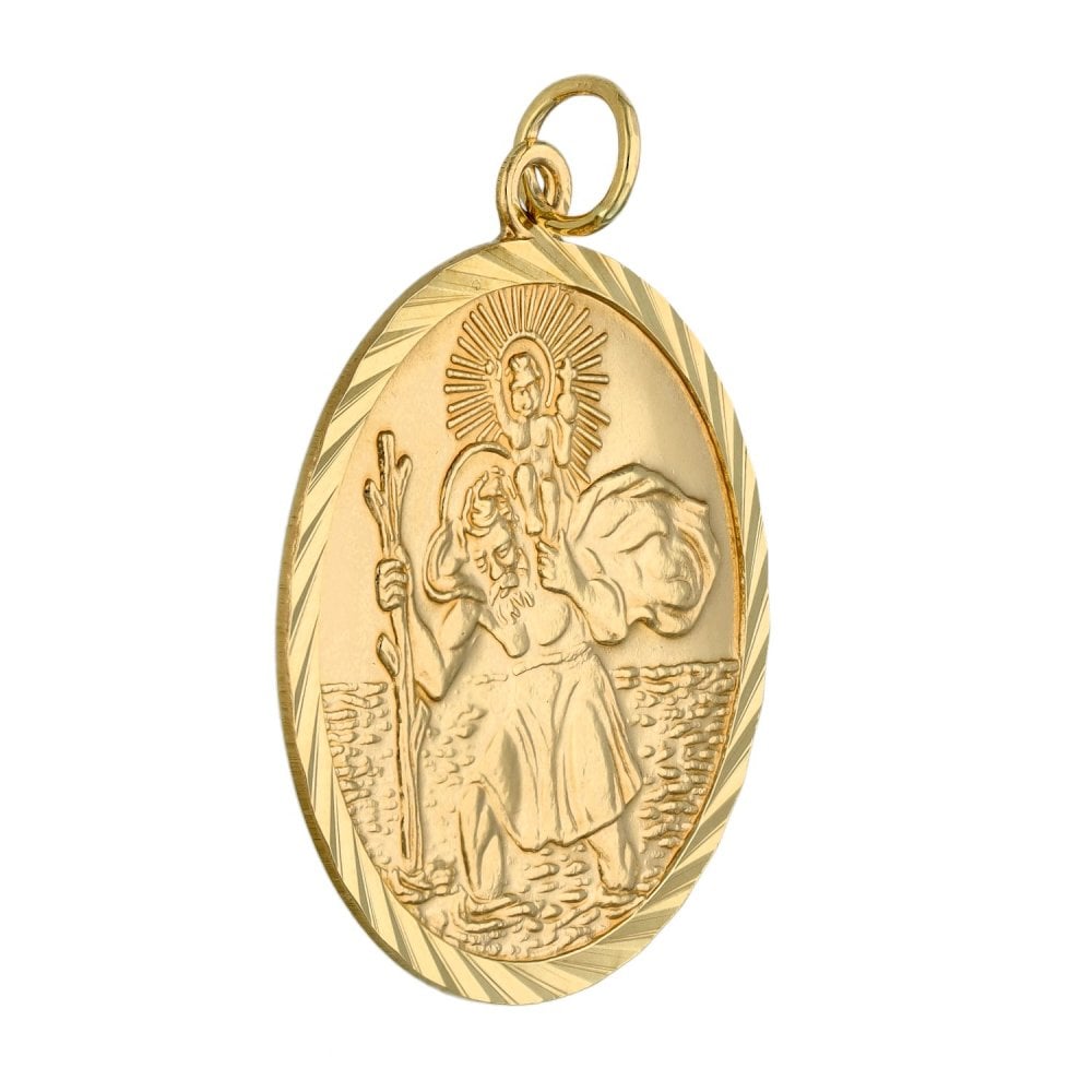 9ct Yellow Gold Round St. Christopher Pendant - 2.9g