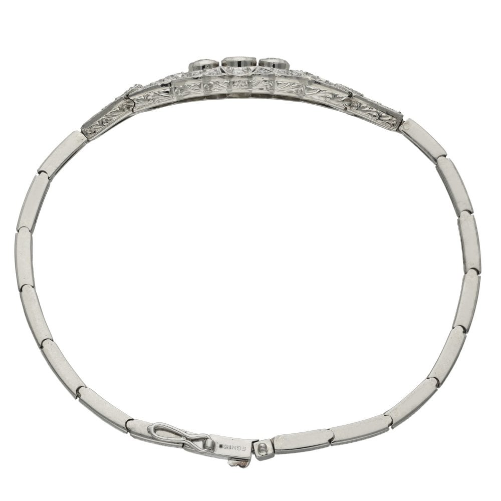 Ladies 14ct White Gold Beaded Diamond Set Bangle - 0.70ct