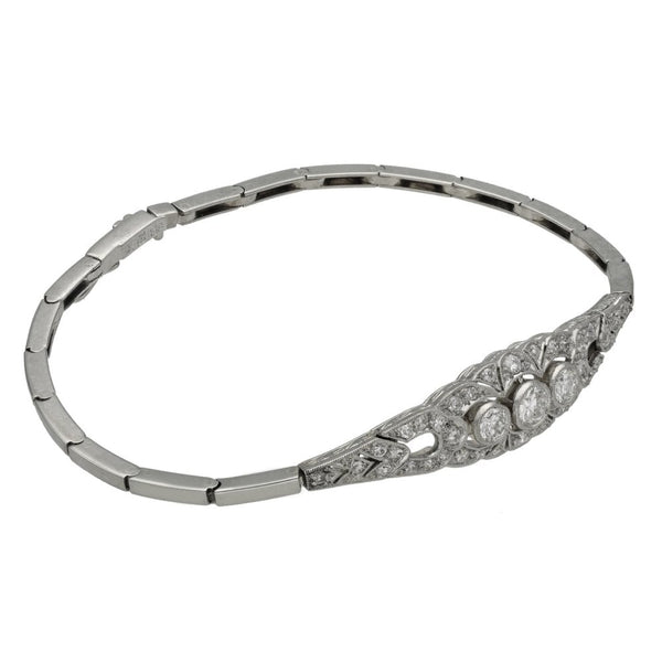 Ladies 14ct White Gold Beaded Diamond Set Bangle - 0.70ct
