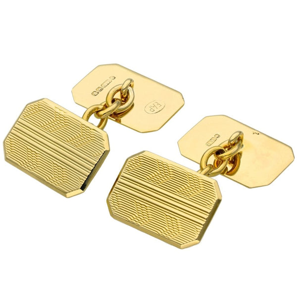9ct Yellow Gold Rectangle Chevron Cufflinks - 11x16mm - 6.7g