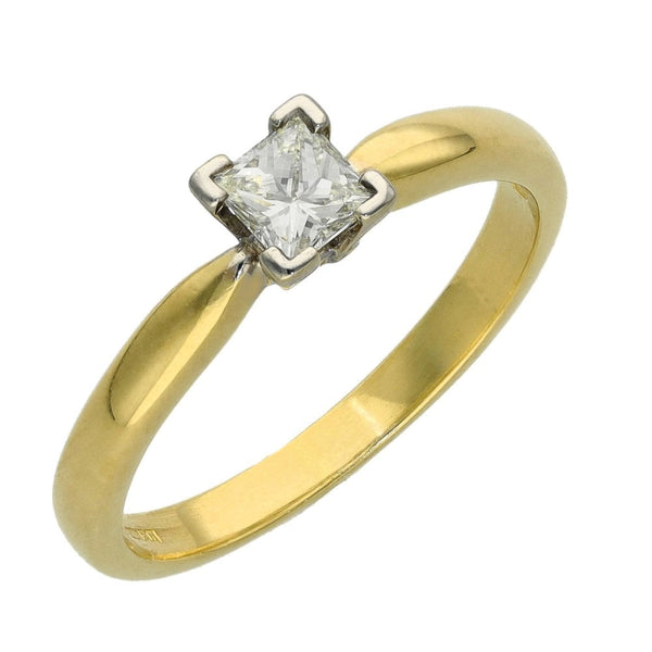 18ct Yellow Gold 0.33ct Princess Cut Diamond Engagement Ring