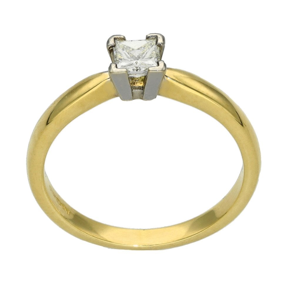 18ct Yellow Gold 0.33ct Princess Cut Diamond Engagement Ring