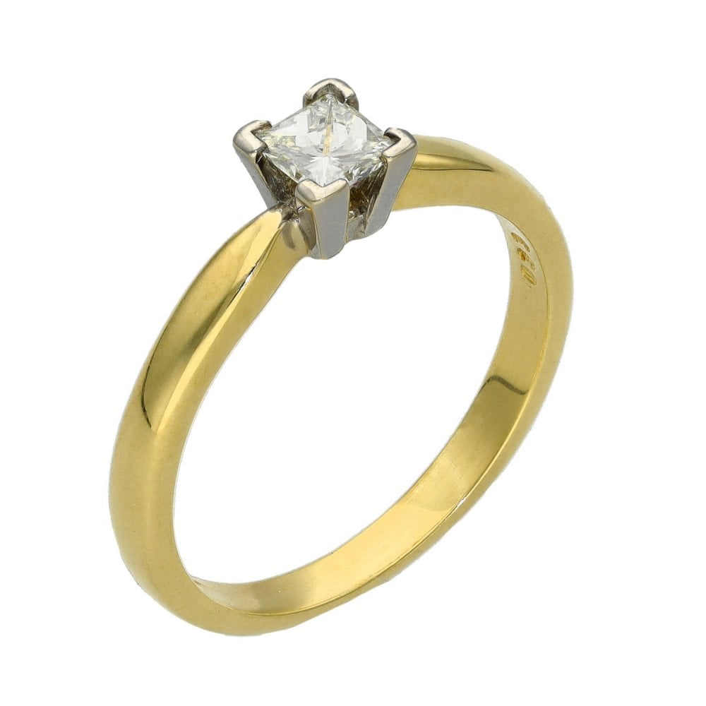 18ct Yellow Gold 0.33ct Princess Cut Diamond Engagement Ring