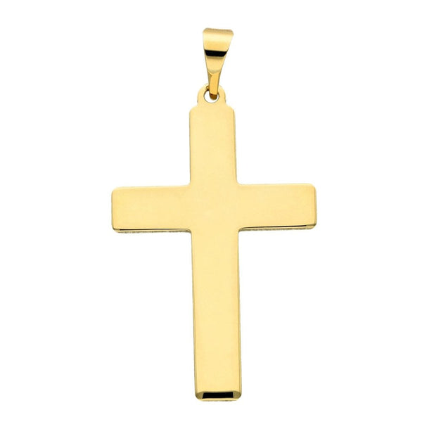 9ct Yellow Gold Plain Flat Cross Pendant - 6.0g