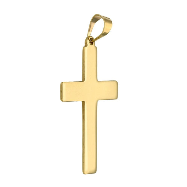 9ct Yellow Gold Plain Flat Cross Pendant - 6.0g