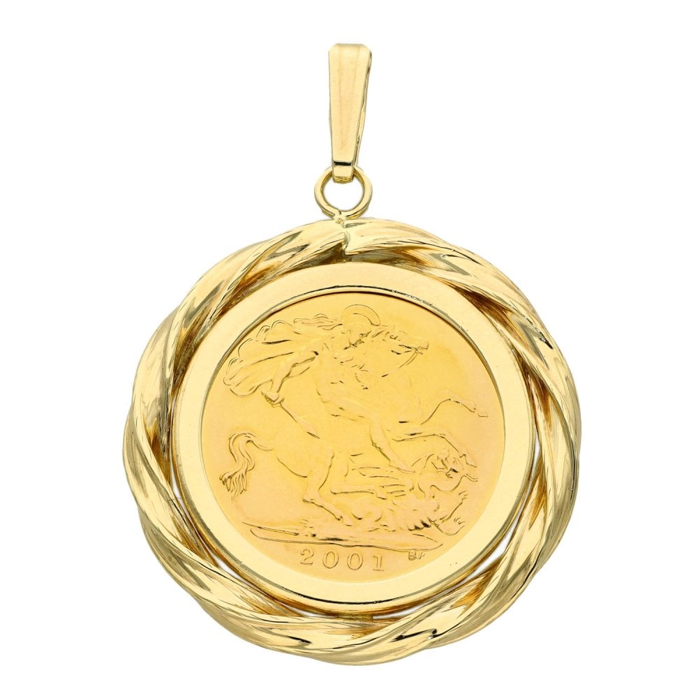 2001 Yellow Gold Half Sovereign Coin Pendant - 5.8g