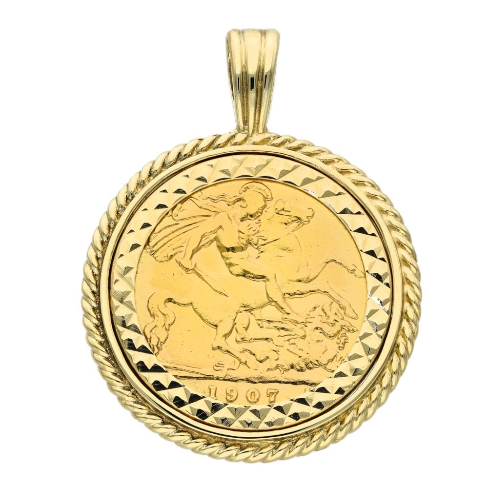 1907 Yellow Gold Half Sovereign Coin Pendant - 7.0g